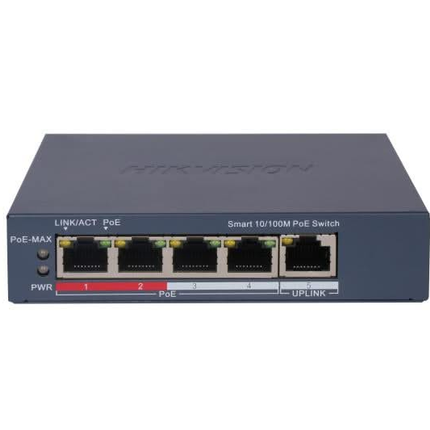 Hikvision DS-3E1105P-EI, 5 poorts Smart switch met 4x PoE, 100 Mb