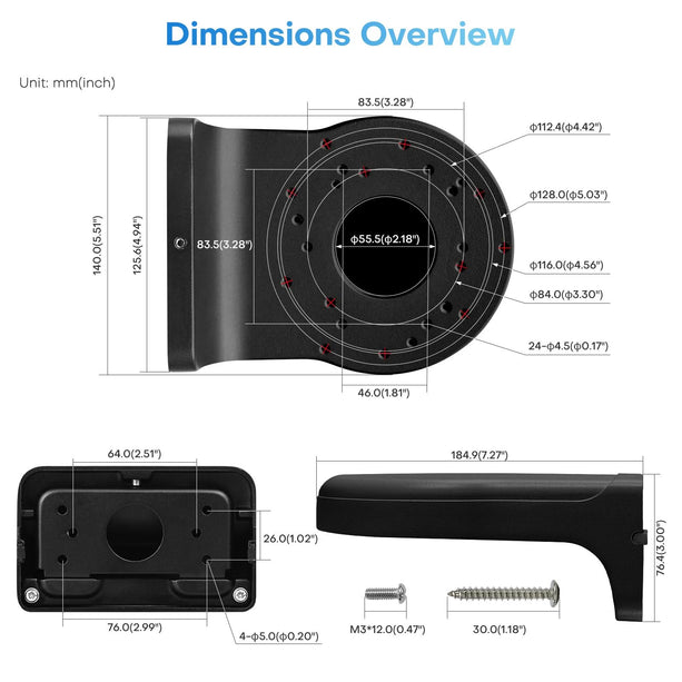 alarmsysteemexpert Camerasteun Zwart voor Hikvision en Dahua camera's
