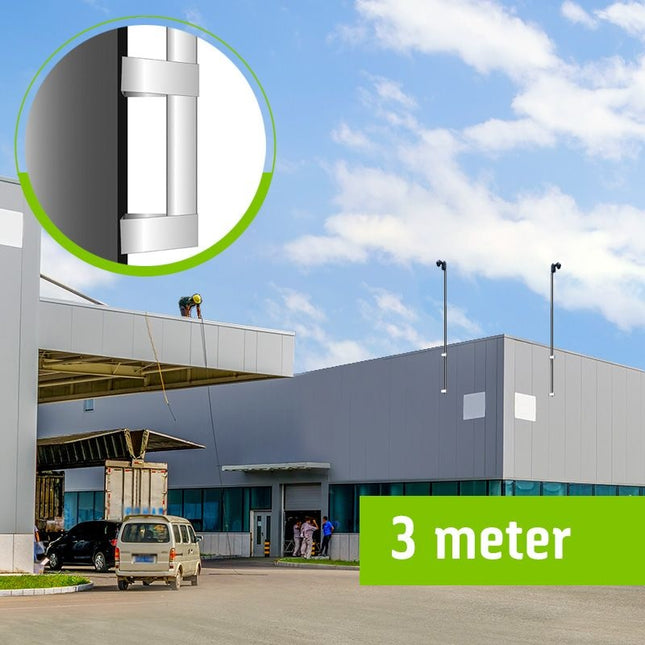 AlarmsysteemExpert.nl Cameramast 3 meter Ø 90mm met RVS muurbeugels