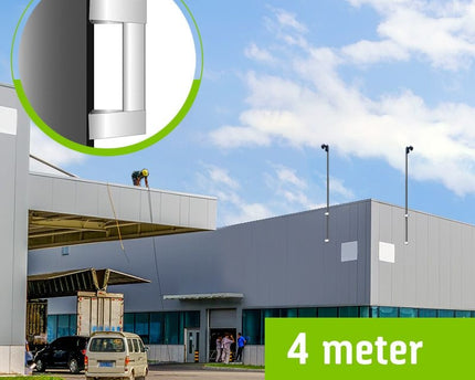 AlarmsysteemExpert.nl Cameramast 4 meter Ø 90mm met RVS muurbeugels