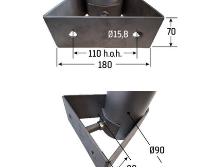 AlarmsysteemExpert.nl Cameramast 4 meter Ø 90mm met RVS muurbeugels