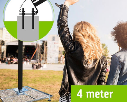 AlarmsysteemExpert.nl Cameramast verplaatsbaar aluminium 4 meter Ø 90mm met tegelframe