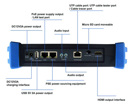 AlarmsysteemExpert.nl CCTV/ IP camera-tester voor IP, HD-TVI, HD-CVI en CVBS camera's (Tot 8MP/4K geschikt)