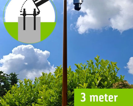 AlarmsysteemExpert.nl Lichte houtstructuur cameramast met kantelanker 3 meter