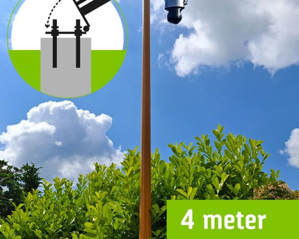 AlarmsysteemExpert.nl Lichte houtstructuur cameramast met kantelanker 4 meter