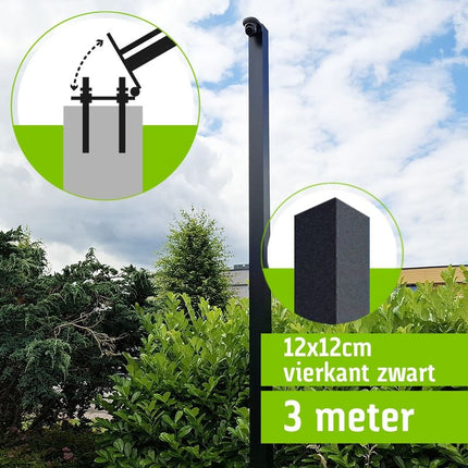 AlarmsysteemExpert.nl Vierkante cameramast met kantelanker 3 meter Zwart