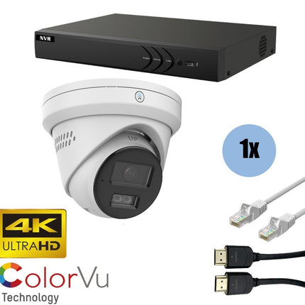 ASE Kit, 1x Turret, 8Mp 4K Ultra HD, ColorVu, met NVR en bekabeling