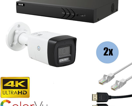 ASE Kit, 2x Bullet, 8Mp 4K Ultra HD, ColorVu met NVR en bekabeling