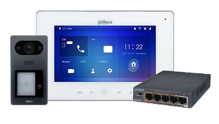 Dahua IP Video intercom KIT op basis van PoE, met 4 knops buitenpost