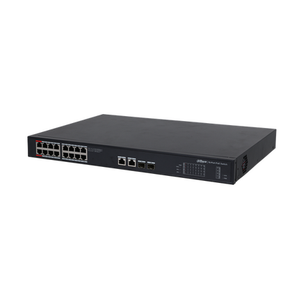 Dahua PFS3220-16GT-240 16x PoE Gigabit 2x SFP en 2x RJ45 Uplink