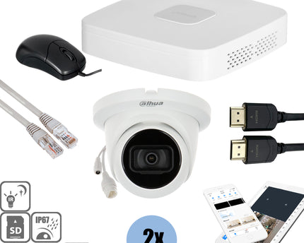 Dahua Set 2x Turret 8MP + Recorder & Bekabeling