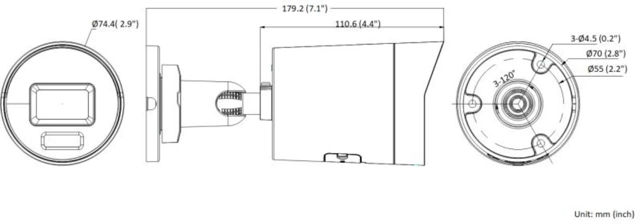 Hikvision DS-2CD2086G2H-IU 8Mp 4K Mini Bullet Zwart, Powered by Darkfighter, AcuSense, 40m IR