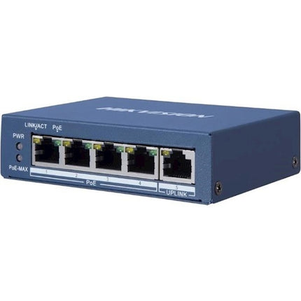 Hikvision DS-3E0505HP-E, 3× gigabit PoE, 1× gigabit Hi-PoE en 1× gigabit RJ45-poort