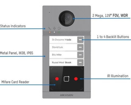 Hikvision DS-KV8113-WME1 Inbouw 1 beldrukker IR verlichting PoE 12v