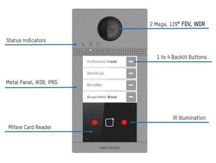 Hikvision DS-KV8113-WME1 Inbouw 1 beldrukker IR verlichting PoE 12v