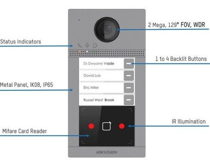Hikvision DS-KV8213-WME1 Inbouw 2 beldrukkers IR verlichting PoE 12v
