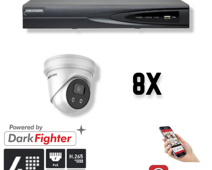 Hikvision Set 8x Turret 4MP + Recorder & Bekabeling