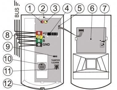 Jablotron JA-120PB BUS gecombineerd PIR motion- en glasbreuk detector