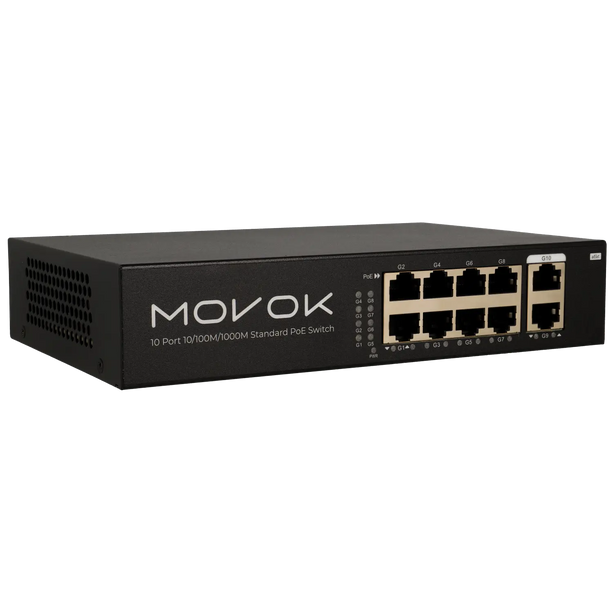 Movok 10 Poorts PoE Switch, Gigabit, 100m PoE