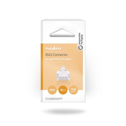 Nedis RJ45 Connector CAT6, Verguld 10 Stuks, Solid Ader