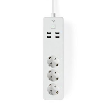 Nedis Wi-Fi Smart Stekkerdoos | 3x Schuko Type F | 4x USB | 16 A