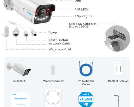 Reolink P430 Zwart, 8Mp/4K slimme detectie Spotlight 5x Zoom PoE 2 weg audio