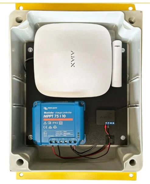 TerreinVeilig Bewakingszuil wit incl. Ajax systeem | Zonnepaneel | Oplader | Accu